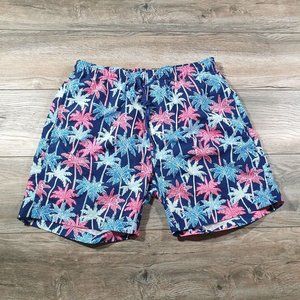 Ocean Gear Mens Large Swim Trunks Pink Blue Palm Trees Pool Beach Vacation Party